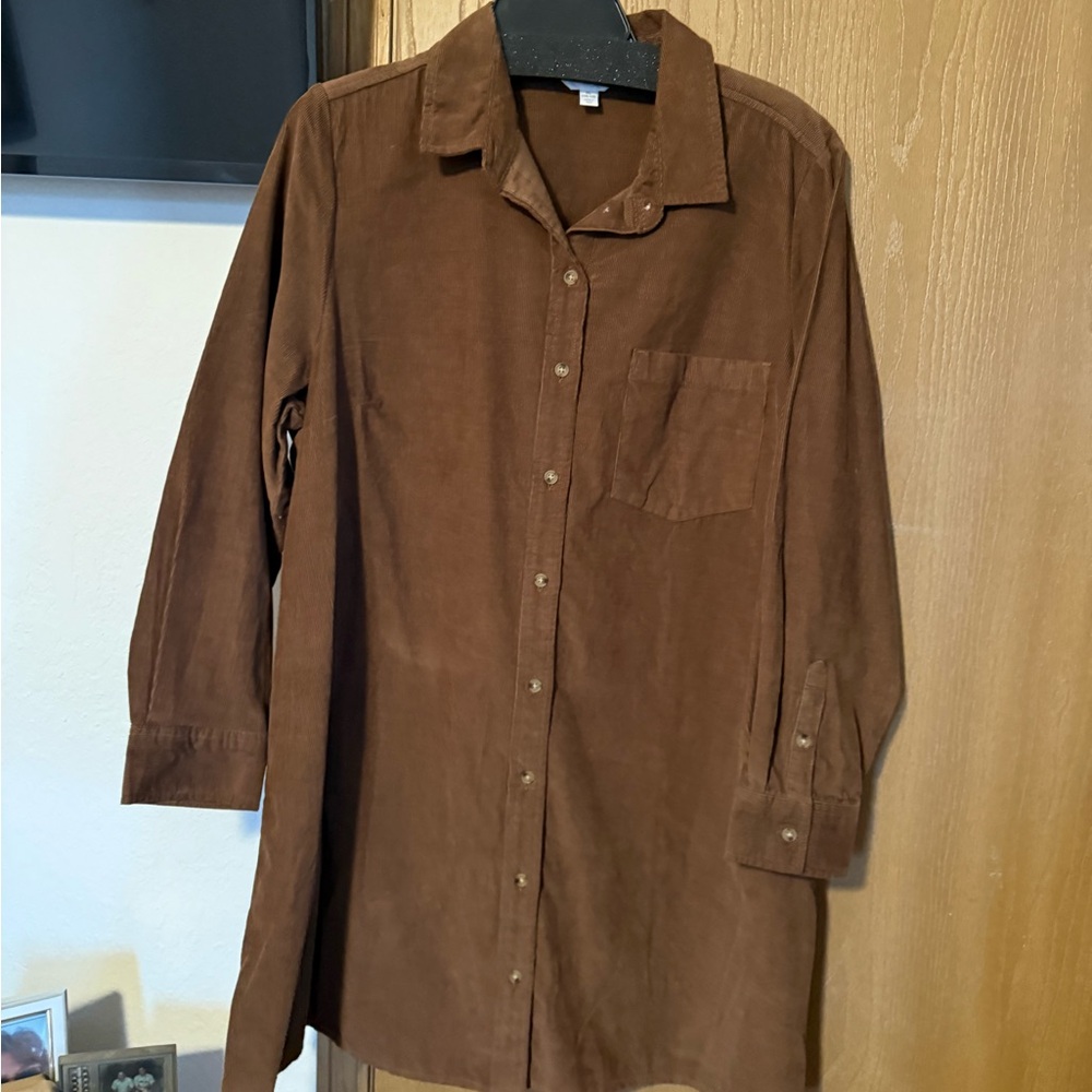 Time and Tru Brown Corduroy Shirt Dress